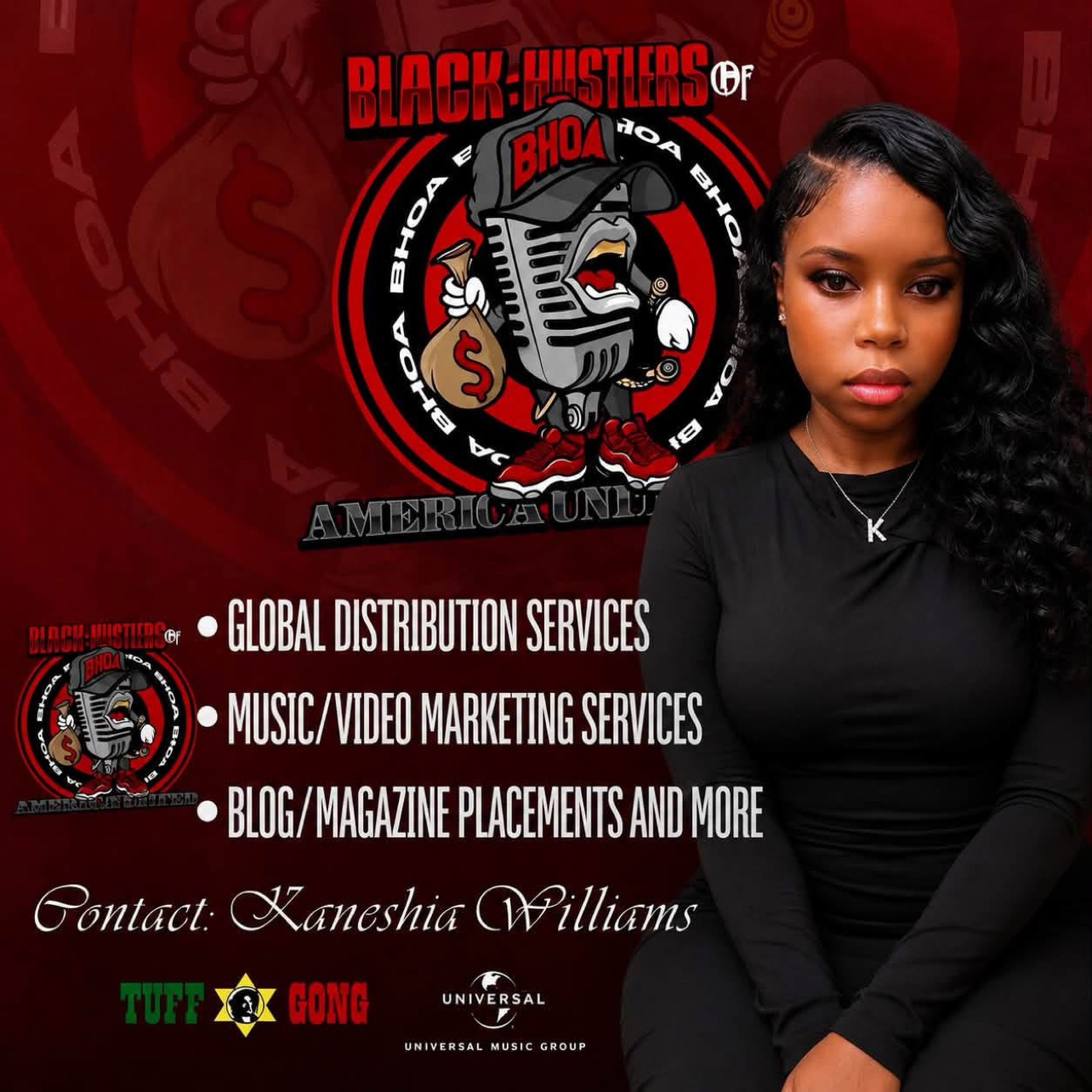 Kaneshia Williams pictured with BHOA United music branding