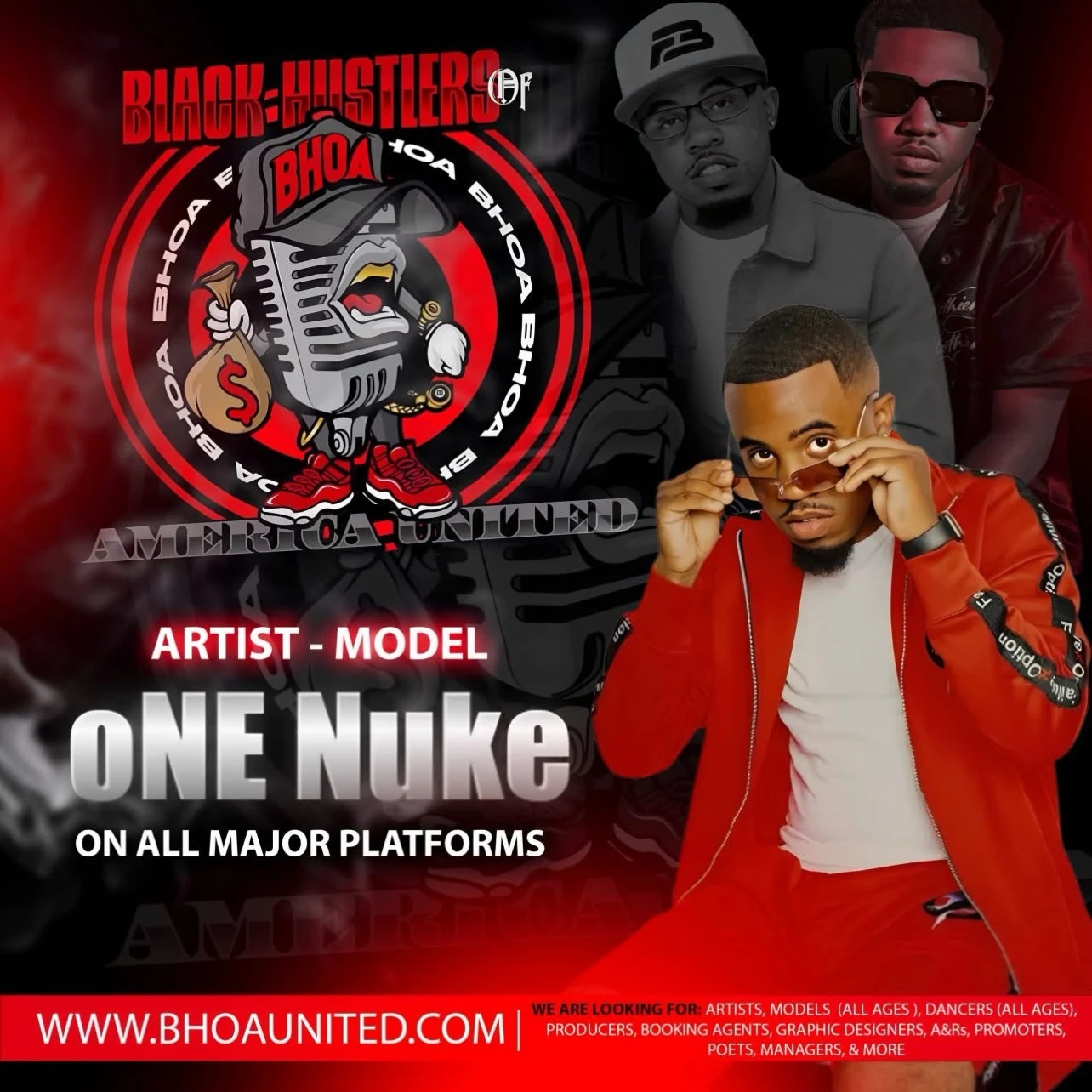 BHOA United Artist and Model promotional flyer featuring oNE Nuke